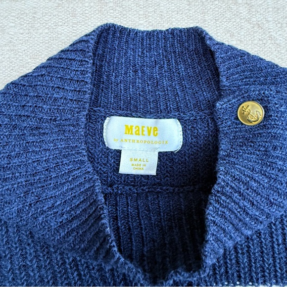 Maeve Stripe Sweater Puff Tee Nautical Navy Blue Sailor Short Sleeve Top Anchor - Picture 13 of 14